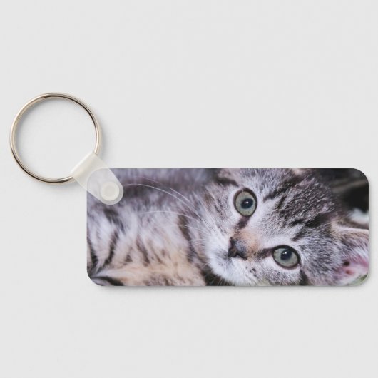 Monogram Gold Foil Foto Thin Rectangle Schlüsselanhänger (Rückseite)