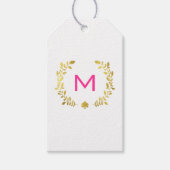 Monogram Gold Foil Laurel & Spade Geschenkanhänger (Vorderseite)