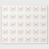 Monogram Gold Foil Laurel & Spade Geschenkpapier (Flach)