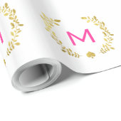 Monogram Gold Foil Laurel & Spade Geschenkpapier (Rolleneckpunkt)