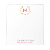 Monogram Gold Foil Laurel & Spade Notizblock (Vorderseite)
