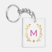 Monogram Gold Foil Laurel & Spade Schlüsselanhänger (Vorderseite links)