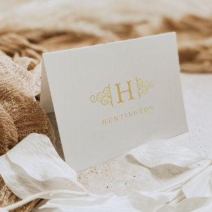 Monogram Gold Foil Stationery Card geblüht Folienkarte
