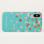 Monogram Gold Foil und Rose Gold Confetti Case-Mate iPhone Hülle (Rückseite (Horizontal))