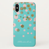 Monogram Gold Foil und Rose Gold Confetti Case-Mate iPhone Hülle (Rückseite)