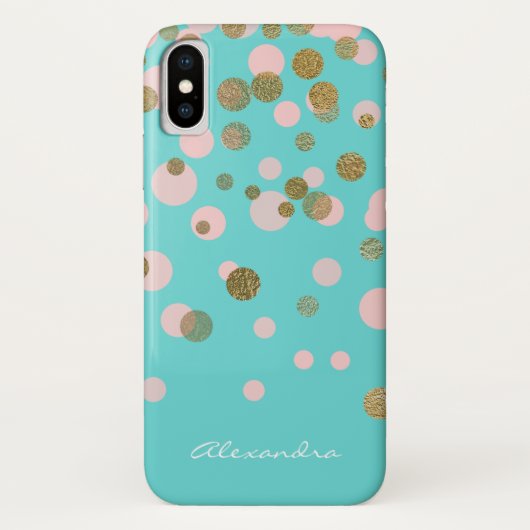 Monogram Gold Foil und Rose Gold Confetti Case-Mate iPhone Hülle (Rückseite)