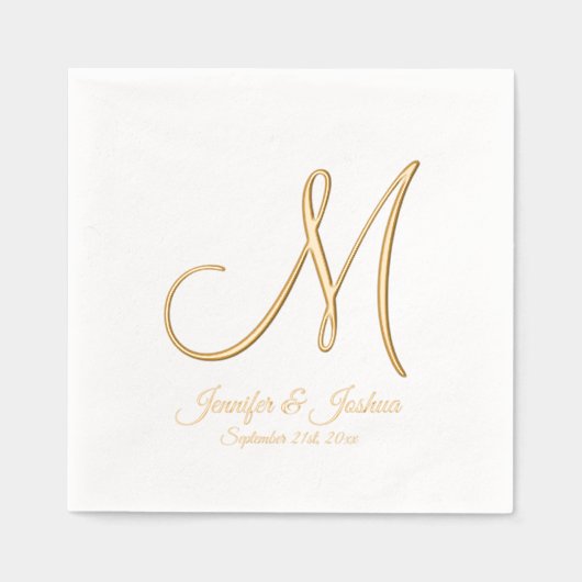 Monogram Gold Foil Wedding Foil Napkins Servietten Mit Folie (Vorderseite)