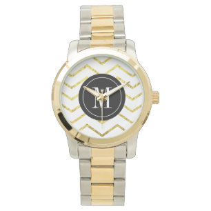 Monogram Gold Foil Zickzack Armbanduhr