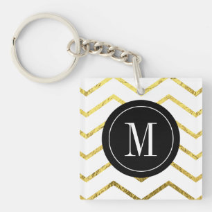 Monogram Gold Foil Zickzack Schlüsselanhänger
