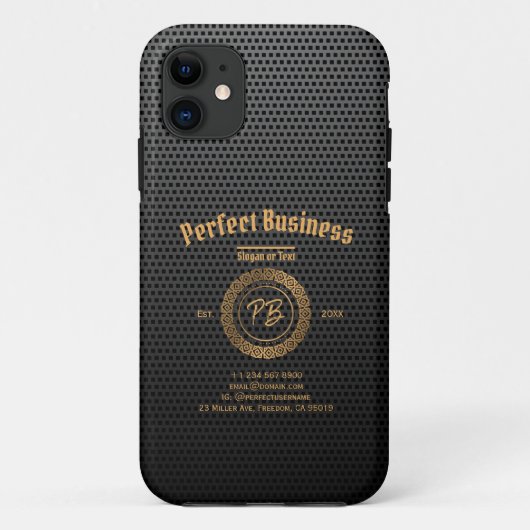 Monogram Gold Frame Black Beruflich Luxus Chic Case-Mate iPhone Hülle (Rückseite)