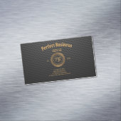 Monogram Gold Frame Black Beruflich Luxus Chic Magnetische Visitenkarte (Beispiel)