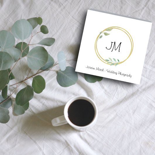 Monogram Gold Frame Fotograf im Hochzeitstil Quadratische Visitenkarte