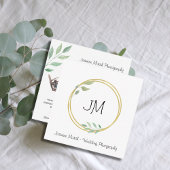 Monogram Gold Frame Fotograf QR im Hochzeitstil Quadratische Visitenkarte