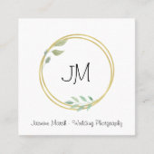Monogram Gold Frame Fotograf QR im Hochzeitstil Quadratische Visitenkarte (Vorderseite)