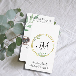 Monogram Gold Frame Fotograf QR Vertikal Visitenkarte