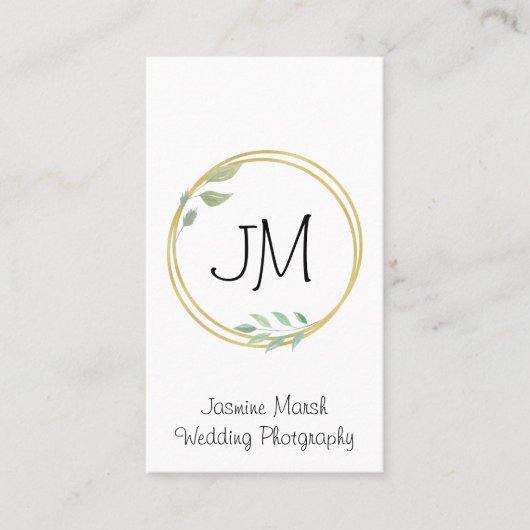 Monogram Gold Frame Fotograf QR Vertikal Visitenkarte (Vorderseite)