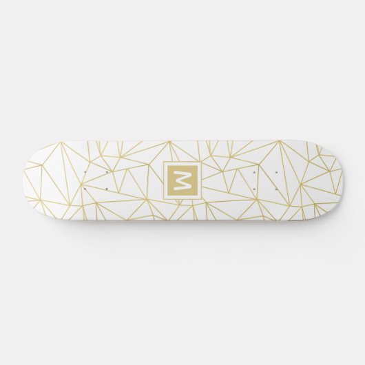 Monogram Gold Geometric Abstrakt Pattern Skateboard (Horizontal)