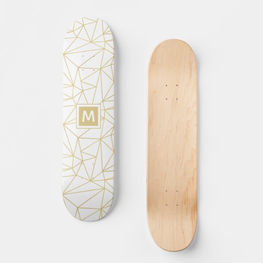 Monogram Gold Geometric Abstrakt Pattern Skateboard (Vorderseite)