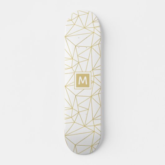 Monogram Gold Geometric Abstrakt Pattern Skateboard (Vorne)