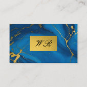 Monogram Gold Glitzer Blue Marmor Visitenkarte (Vorderseite)