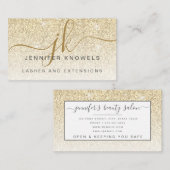 Monogram Gold Glitzer Glam Lashes  Visitenkarte (Vorne/Hinten)