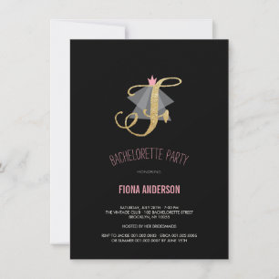 Monogram Gold Glitzer Junggeselinnen-Abschied Einl Einladung