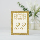 Monogram Gold Glitzer LOOK Tischnummer Card (Stehend Vorderseite)