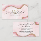 Monogram Gold Glitzer Rosa Marmor Swirl Wasserfarb Visitenkarte (Vorne/Hinten)