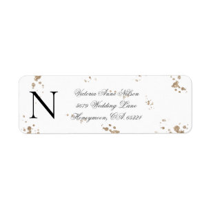 Monogram Gold Glitzer Rücksendeadresse