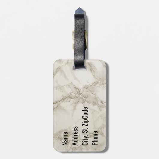Monogram Gold Glitzer, Schwarz und Marmor Gepäckanhänger (Rückseite vertikal)