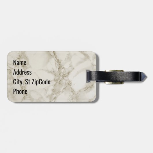 Monogram Gold Glitzer, Schwarz und Marmor Gepäckanhänger (Rückseite horizontal)