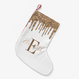 Monogram Gold Glitzer Tropfen White Kleiner Weihnachtsstrumpf