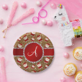 Monogram Gold Glitzer Weihnachtsmann Pappteller (Party)