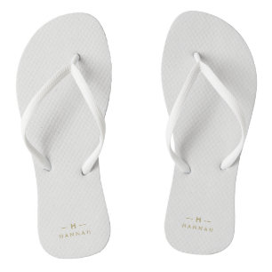 Monogram Gold Gray   Minimalistisch Elegant modern Badesandalen