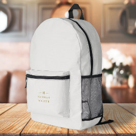 Monogram Gold Gray | Minimalistisch Elegant modern Bedruckter Rucksack