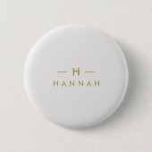 Monogram Gold Gray | Minimalistisch Elegant modern Button (Vorderseite)