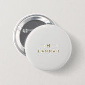 Monogram Gold Gray | Minimalistisch Elegant modern Button (Vorne & Hinten)