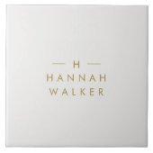 Monogram Gold Gray | Minimalistisch Elegant modern Fliese (Vorderseite)