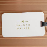 Monogram Gold Gray | Minimalistisch Elegant modern Gepäckanhänger<br><div class="desc">Ein einfaches,  individuelles Monogramm-Design in einer modernen,  goldfarbenen Typografie auf elegantem,  weichem,  weichem,  schwarzem Hintergrund. Die Monogramm-Initialen und der Name können zusammen mit der Feature-Zeile leicht personalisiert werden,  um ein Design so einzigartig wie Sie sind zu machen! Das perfekte Geschenk oder Accessoire für jeden Anlass.</div>
