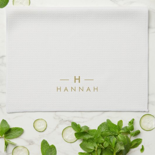 Monogram Gold Gray | Minimalistisch Elegant modern Geschirrtuch (Gefaltet)