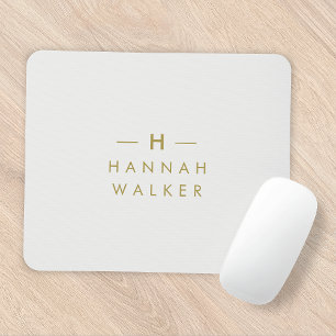 Monogram Gold Gray   Minimalistisch Elegant modern Mousepad