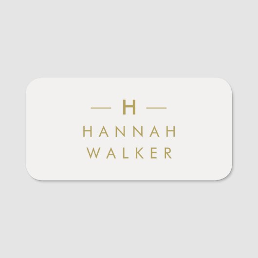 Monogram Gold Gray | Minimalistisch Elegant modern Namensschild (Vorderseite)