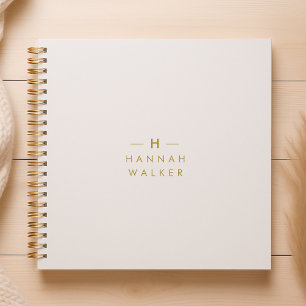 Monogram Gold Gray Minimalistisch Elegant modern Notizblock