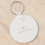 Monogram Gold Gray | Minimalistisch Elegant modern Schlüsselanhänger<br><div class="desc">Ein einfaches,  individuelles Monogramm-Design in einer modernen,  goldfarbenen Typografie auf elegantem,  weichem,  weichem,  schwarzem Hintergrund. Die Monogramm-Initialen und der Name können zusammen mit der Feature-Zeile leicht personalisiert werden,  um ein Design so einzigartig wie Sie sind zu machen! Das perfekte Geschenk oder Accessoire für jeden Anlass.</div>
