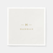 Monogram Gold Gray | Minimalistisch Elegant modern Serviette (Vorderseite)