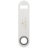 Monogram Gold Gray | Minimalistisch Elegant modern Speed Flaschenöffner (Rückseite)