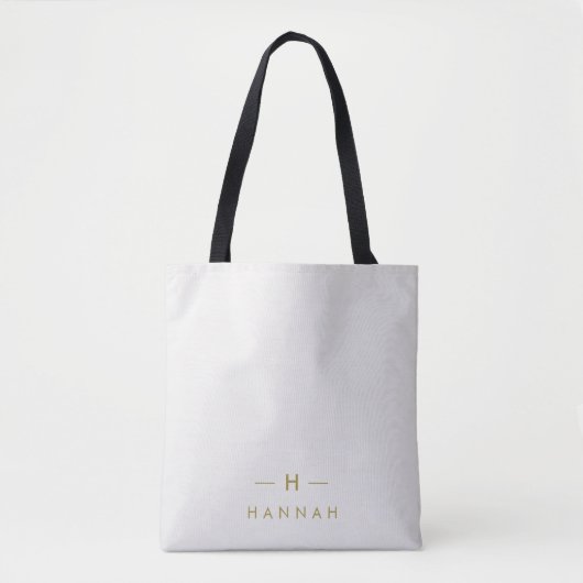 Monogram Gold Gray | Minimalistisch Elegant modern Tasche (Vorderseite)