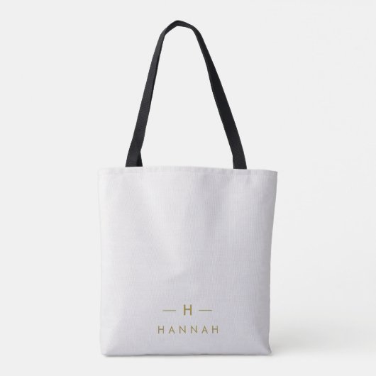 Monogram Gold Gray | Minimalistisch Elegant modern Tasche (Rückseite)