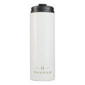 Monogram Gold Gray | Minimalistisch Elegant modern Thermosbecher (Vorderseite)