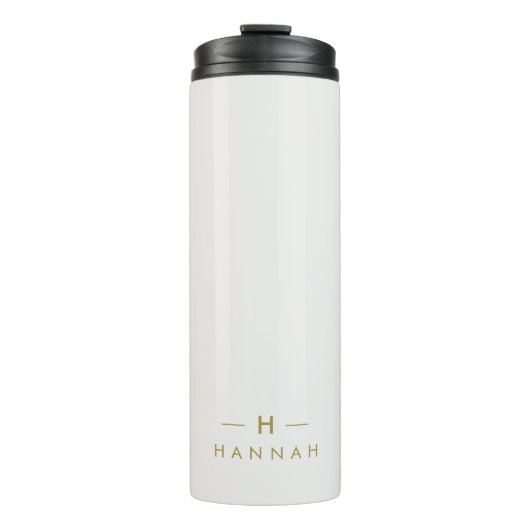Monogram Gold Gray | Minimalistisch Elegant modern Thermosbecher (Vorderseite)